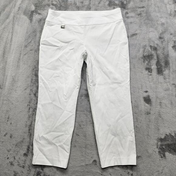 Alfani Pants Womens 6 White Pull On Mid Rise Crop Skinny Leg Tummy Control Capri - Picture 1 of 10